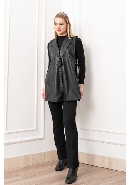 Arden Luxe Deri Şardonlu Uzun Yelek 9086 fiyatları