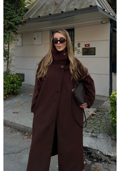 Kahverengi Vittoria Düğmeli Yaka Kaban - 2511 fiyatları