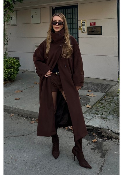 Kahverengi Vittoria Düğmeli Yaka Kaban - 2511 indirimleri