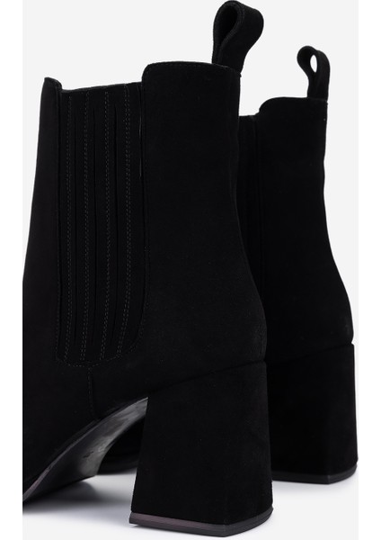 Kadın Hakiki Deri Siyah Süet Topuklu Bot 1135 1002 Bn Bot SK25-26 Sıyah Suet fırsatları