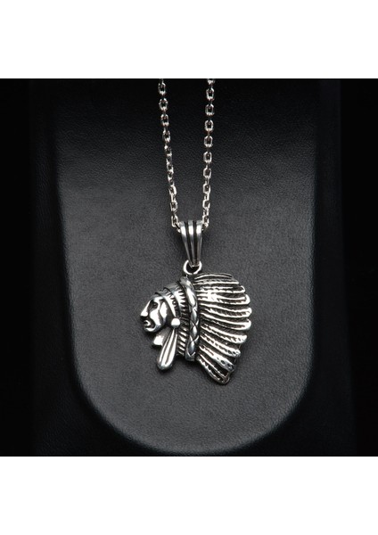 541 Kızılderili Başı Figürlü Gümüş Kolye fiyatları