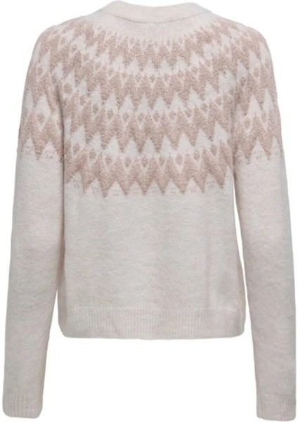 Onlfry Desenli Regular Fit Bisiklet Yaka Örme Kazak Bayan Kazak 15350618