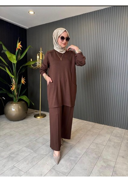 1 Sınıf Esnek Kumaş Alt Üst Takım-Oysho Kahve