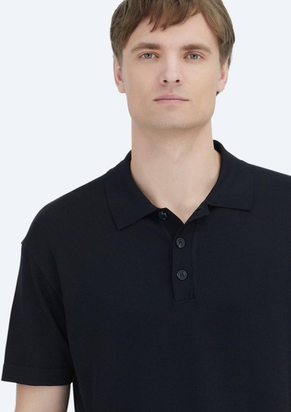 Siyah Polo Yaka Düz Örgü Triko fırsatları