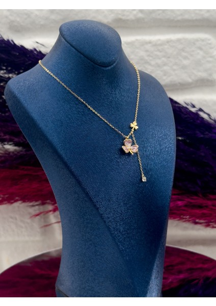 925 Ayar Gümüş Gold Renk Mineli Kelebek Modeli Zarif Kadın Kolye fiyatları