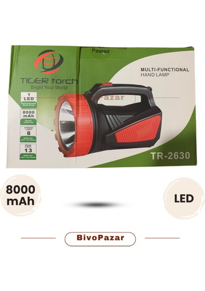 El Feneri Projektör Şarjlı Tiger Torch TR-2630 - Şarjlı El Lambası fiyatları