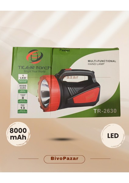 El Feneri Projektör Şarjlı Tiger Torch TR-2630 - Şarjlı El Lambası