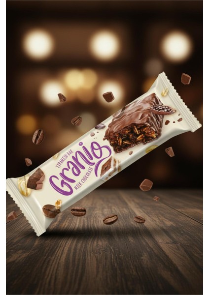 Granıo Sütlü Çikolata Kaplamalı Tiramisu Aromalı Karamelize Bisküvili Tahıl Bar 40 gr x 12 Adet modelleri