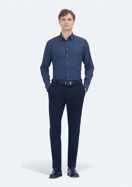 Açık Lacivert Kareli Casual Fit Dokuma Casual %100 Pamuk Gömlek fiyatları