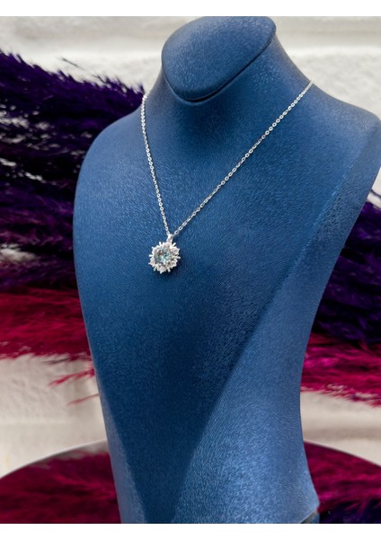 925 Ayar Gümüş Mistik Topaz Taşlı Kar Tanesi Tasarım Zarif Kadın Kolye fiyatları