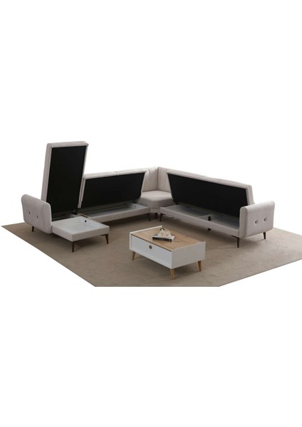 Bona Dinlenme+3+L Köşe+2 Köşe Takımı Bej Valebo-03 Ceviz Ayak modelleri