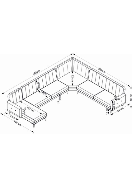 Bona Dinlenme+3+L Köşe+2 Köşe Takımı Bej Valebo-03 Ceviz Ayak indirimleri