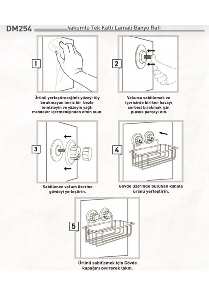 Vakumlu Banyo Duvar Rafı Şampuanlık Vantuzlu Siyah fırsatları