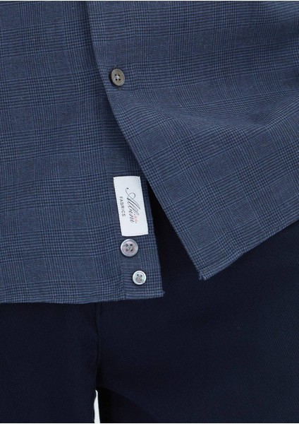 Açık Lacivert Kareli Casual Fit Dokuma Casual %100 Pamuk Gömlek indirimleri