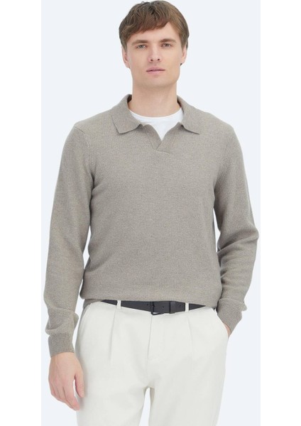 Vizon Polo Yaka Selanik Yün Karışımlı Triko Kazak fiyatları