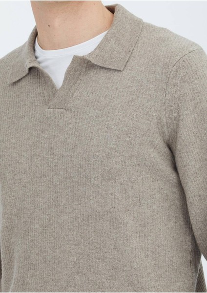 Vizon Polo Yaka Selanik Yün Karışımlı Triko Kazak modelleri