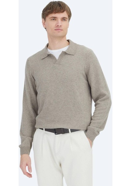 Vizon Polo Yaka Selanik Yün Karışımlı Triko Kazak fırsatları