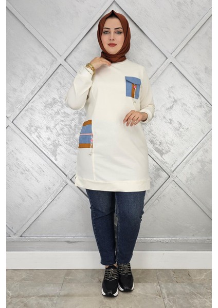 Kadın Nervür Dikim Taş Detaylı Tesettür Tunik modelleri
