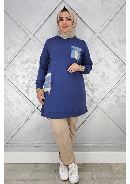 Kadın Nervür Dikim Taş Detaylı Tesettür Tunik modelleri