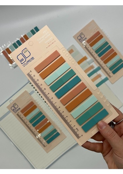 10 Renkli Cetvelli Turuncu ve Turkuaz Tonları Indeks Sticker/index/postit/post-It/kitap Ayracı/not Kağıdı fiyatları