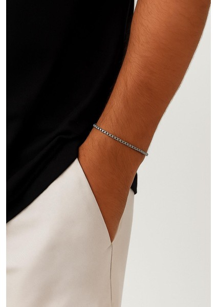 Erkek Ince Yuvarlak Çelik Bileklik (19CM) fırsatları