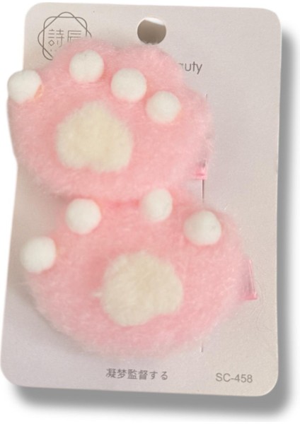 Pofuduk Pati Figürlü Pembe Beyaz Renk 6 cm Çiftli Çocuk Pens Toka 2 Adet Set