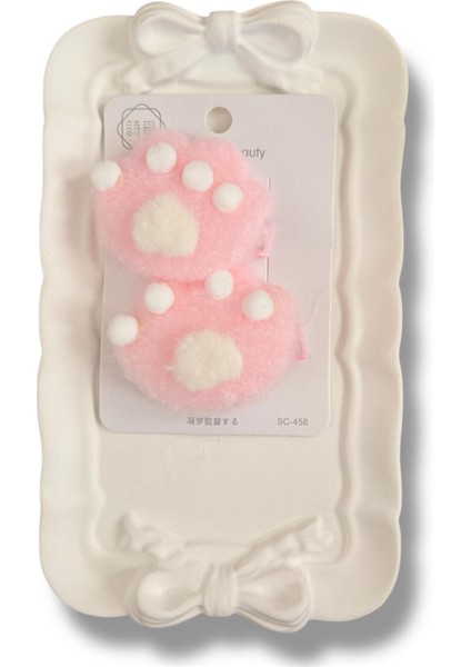 Pofuduk Pati Figürlü Pembe Beyaz Renk 6 cm Çiftli Çocuk Pens Toka 2 Adet Set modelleri