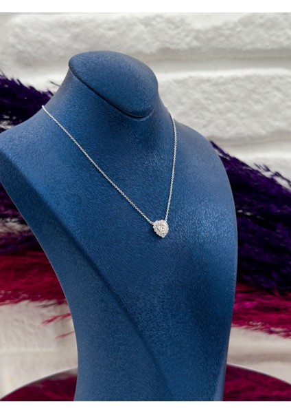 925 Ayar Gümüş Tektaş Kalpli Desenli Popüler Kadın Kolye fiyatları