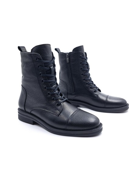 SV515 Hakiki Deri Oxford Tarz Kadın Siyah Postal Bot