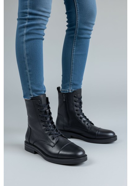 SV515 Hakiki Deri Oxford Tarz Kadın Siyah Postal Bot indirimleri