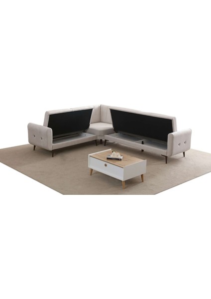 Bona 2 + L Köşe+2' Li Köşe Takımı Bej Valebo-03 Ceviz Ayak fırsatları