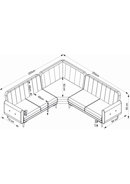 Bona 2 + L Köşe+2' Li Köşe Takımı Bej Valebo-03 Ceviz Ayak indirimleri