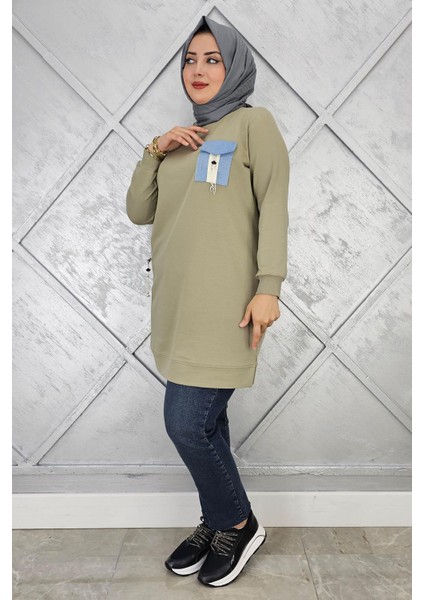 Kadın Nervür Dikim Taş Detaylı Tesettür Tunik fiyatları