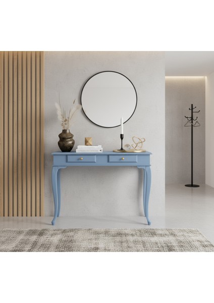 100 cm Masif Çekmeceli Lükens Açık Mavi Dresuar