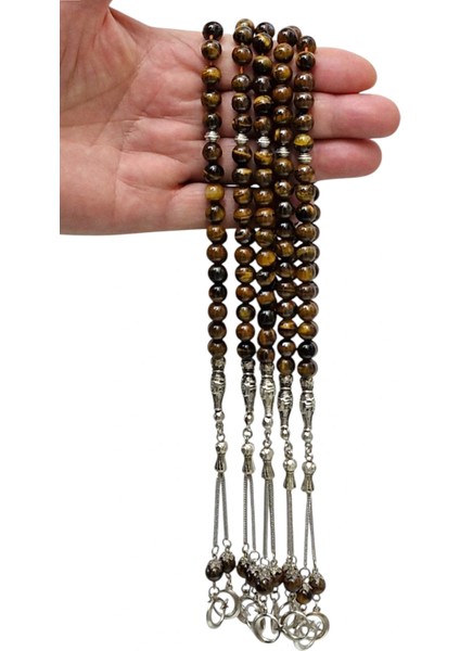 Doğal Taş Kaplangözü Tesbih 8mm Küre Kesim 608-2 fırsatları