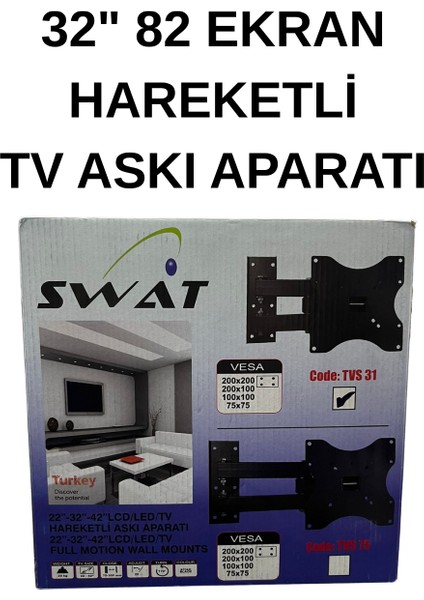 Tek Kollu 32" 82 Ekran Tv Askı Aparatı – Hareketli, Dayanıklı ve Şık Tasarım LCD Plazma