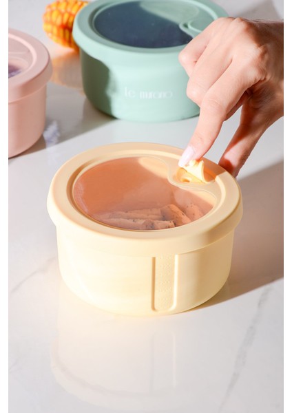 Pastel Hava Sızdırmaz Yuvarlak Silikon Saklama Kabı 400 ml | Sarı fiyatları