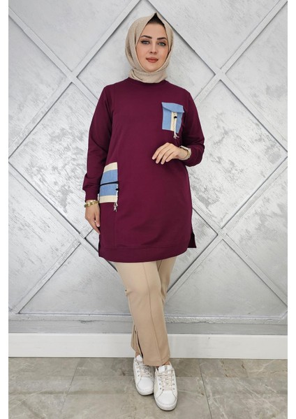 Kadın Nervür Dikim Taş Detaylı Tesettür Tunik fiyatları