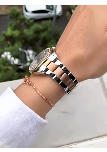 Marka Rose Renk Multifonksiyon Çelik Kadın Kol Saati Bileklik Hediyeli modelleri