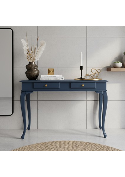 100 cm Masif Çekmeceli Lükens Koyu Mavi Dresuar