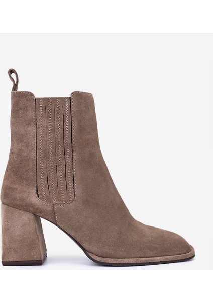 Kadın Hakiki Deri Vizon Süet Topuklu Bot 1135 1002 Bn Bot SK25-26 Vızon Suet