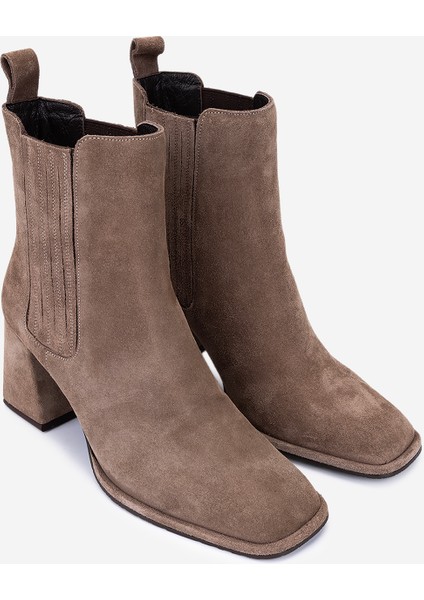 Kadın Hakiki Deri Vizon Süet Topuklu Bot 1135 1002 Bn Bot SK25-26 Vızon Suet fiyatları