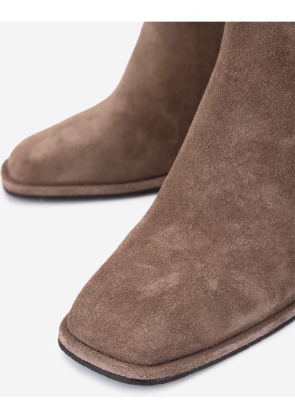 Kadın Hakiki Deri Vizon Süet Topuklu Bot 1135 1002 Bn Bot SK25-26 Vızon Suet modelleri
