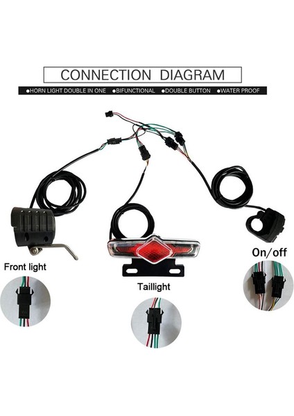 36V 48V 52V 60V Için Ön/arka Işık Elektrikli Bisiklet LED Işıkları Seti (Yurt Dışından) indirimleri
