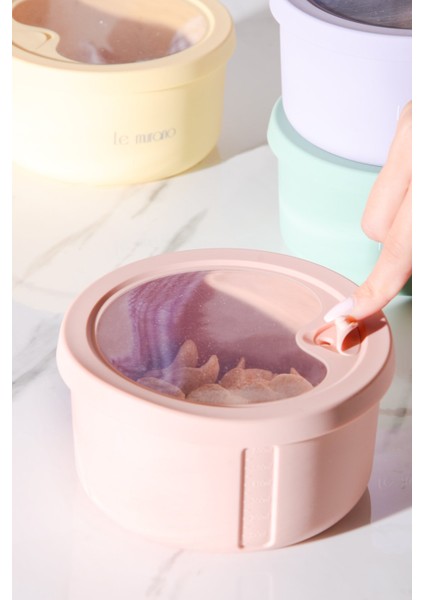 Pastel Hava Sızdırmaz Yuvarlak Silikon Saklama Kabı 600 ml | Pembe