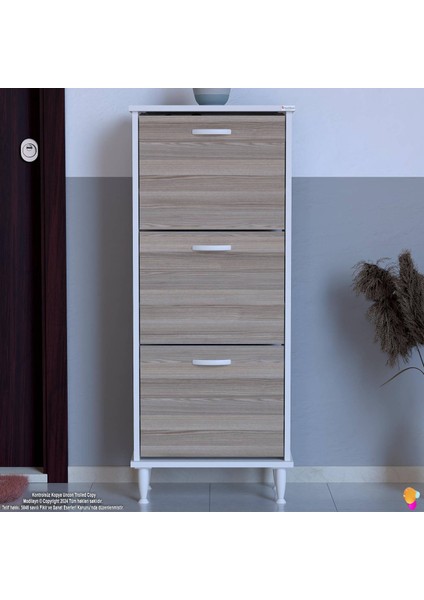 Varbi Kapı Önü 52 x 127X 25, 5 Cm’ Lik 3 Düşer Kapak 6 Göz Raf Bölmeli Ayakkabılık fırsatları