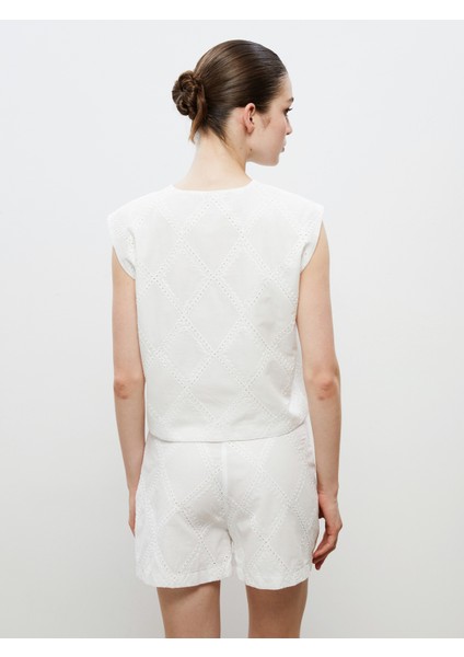 Bisiklet Yaka Ajurlu Brode Kadın Klasik Yelek fırsatları