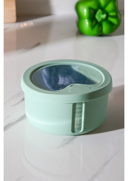 Pastel Hava Sızdırmaz Yuvarlak Silikon Saklama Kabı 400 ml | Yeşil fiyatları