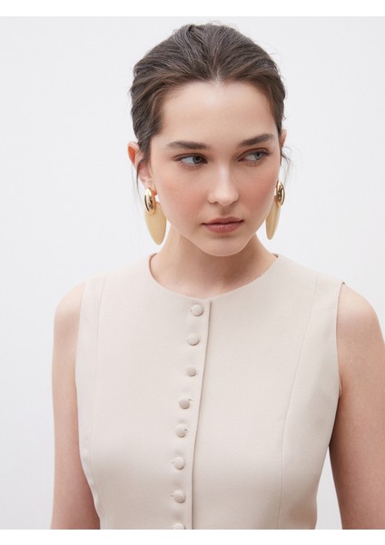 Bisiklet Yaka Krep Kadın Klasik Yelek