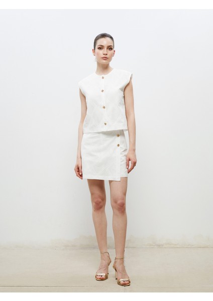 Bisiklet Yaka Ajurlu Brode Kadın Klasik Yelek fiyatları